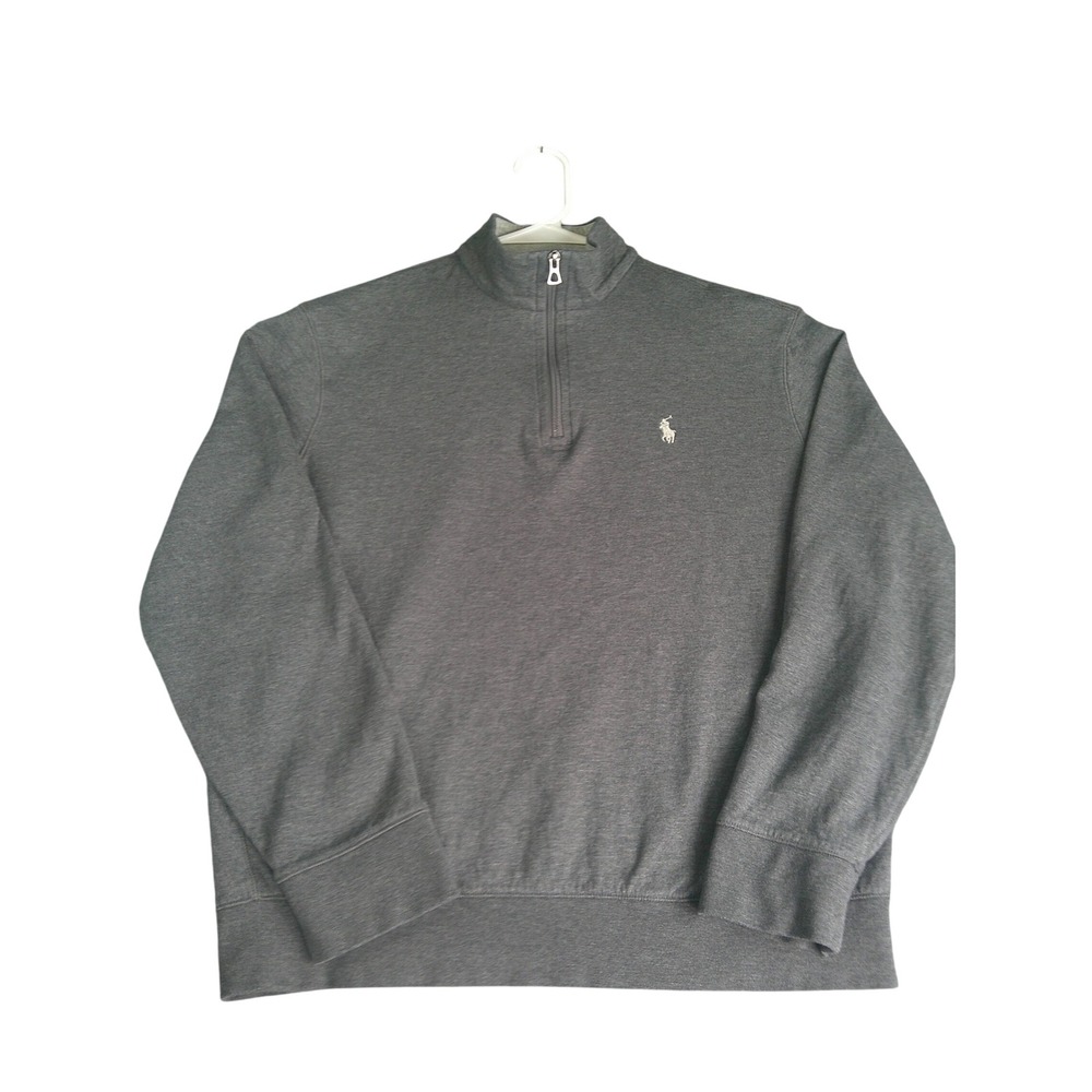 Polo Ralph Lauren Men's Quarter Zip Pullover Charcoal Gray Heather Medium